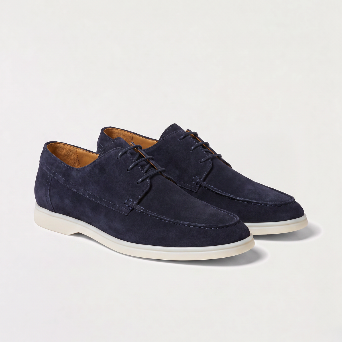 men's suede lace-up loafer with apron toe