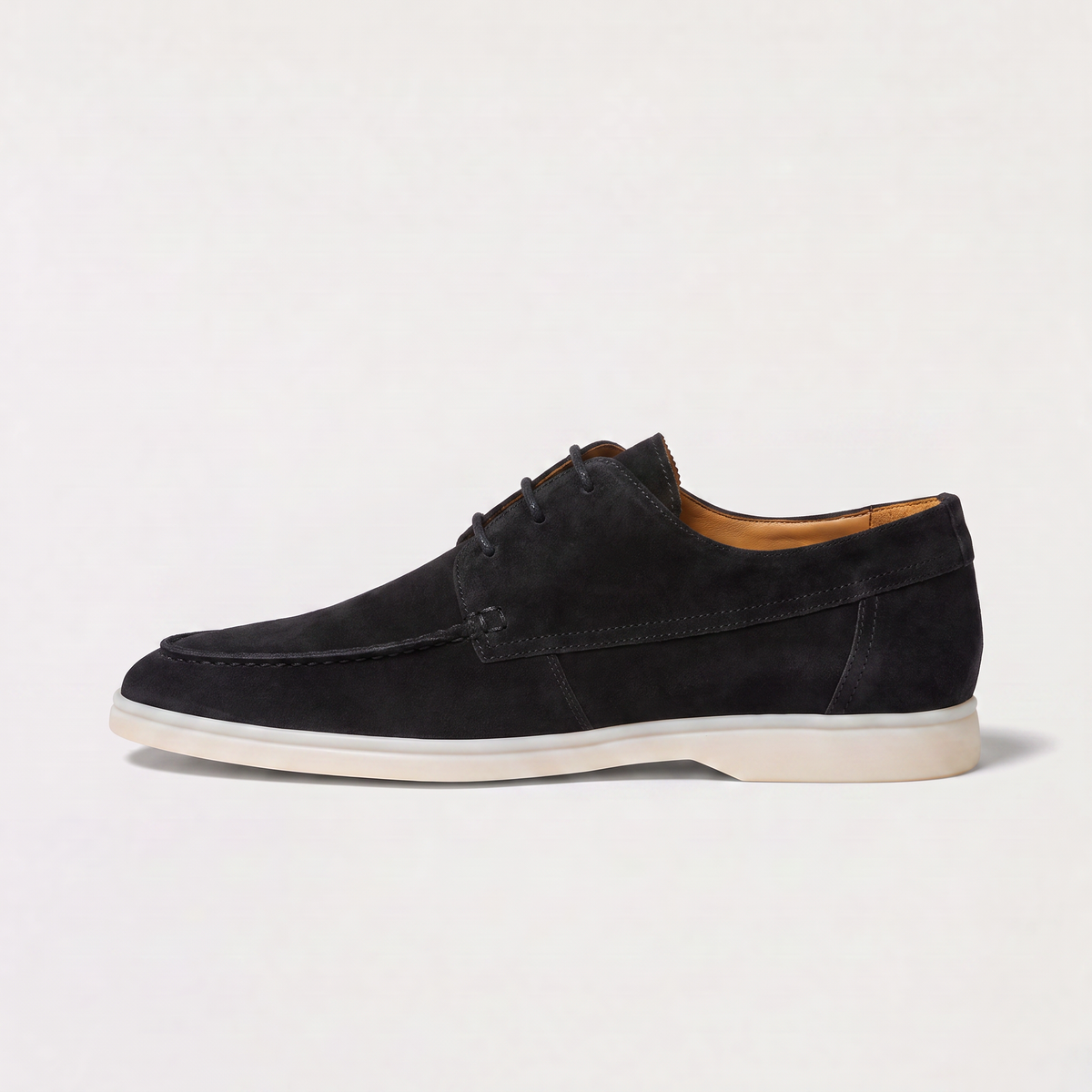 men's suede lace-up loafer with apron toe