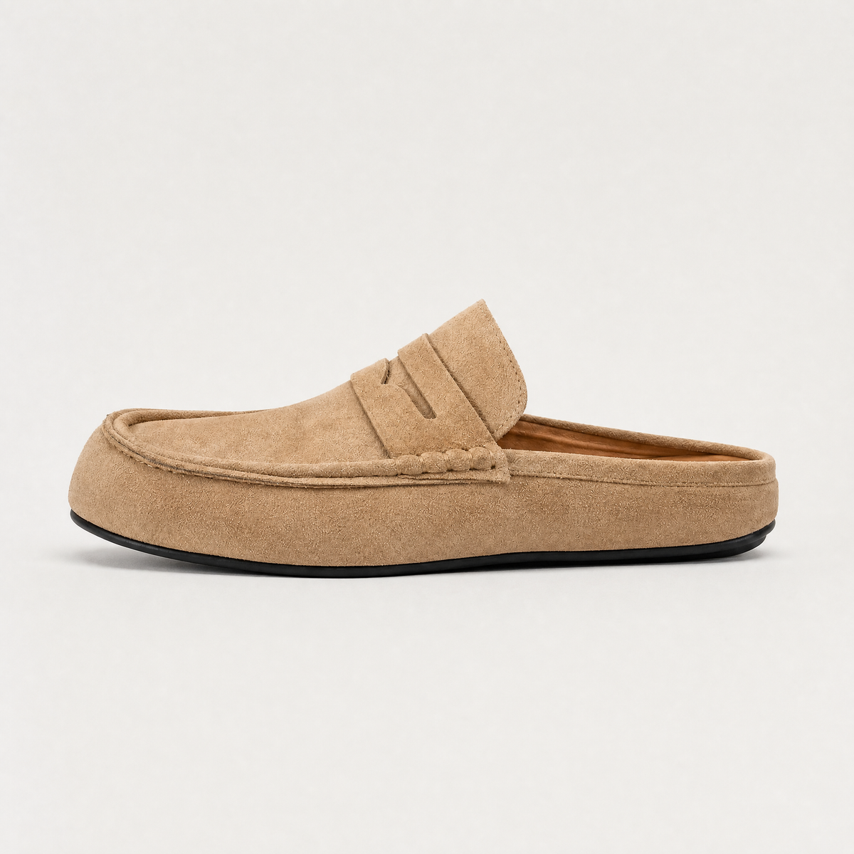 men's backless mule loafer in suede-look finish | Latestlaces