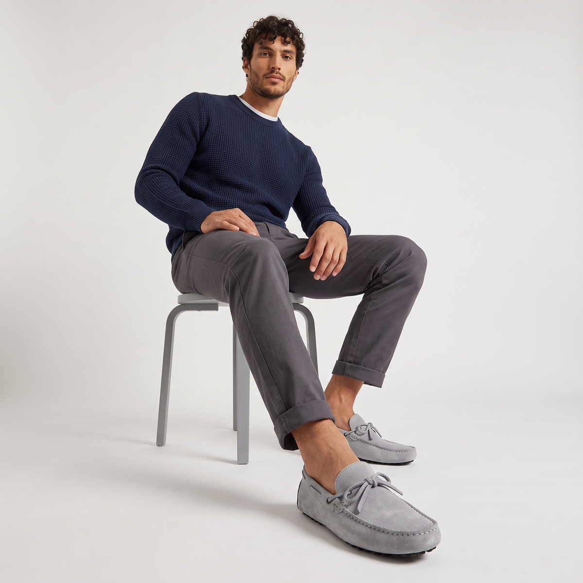 men's driving shoe with rubber pebble outsole