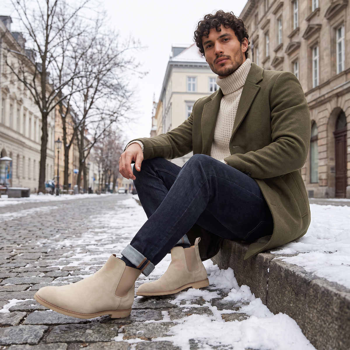 men's ankle boot with rear pull tab