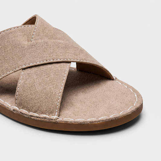 men's summer sandal with wide crossover straps