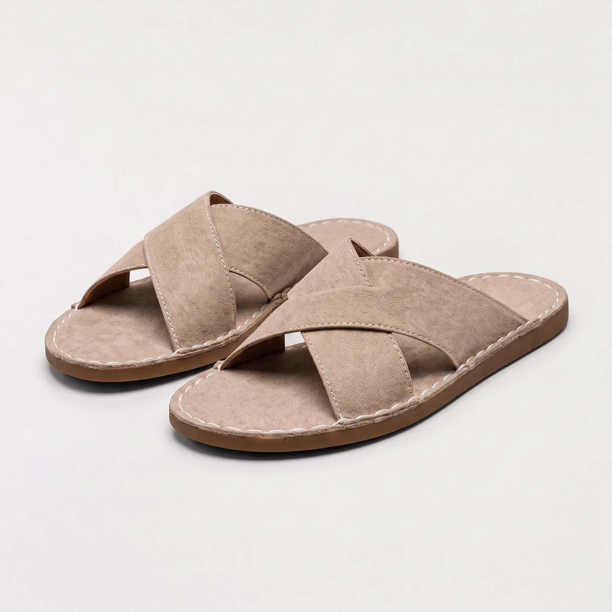 men's suede-look cross strap sandal