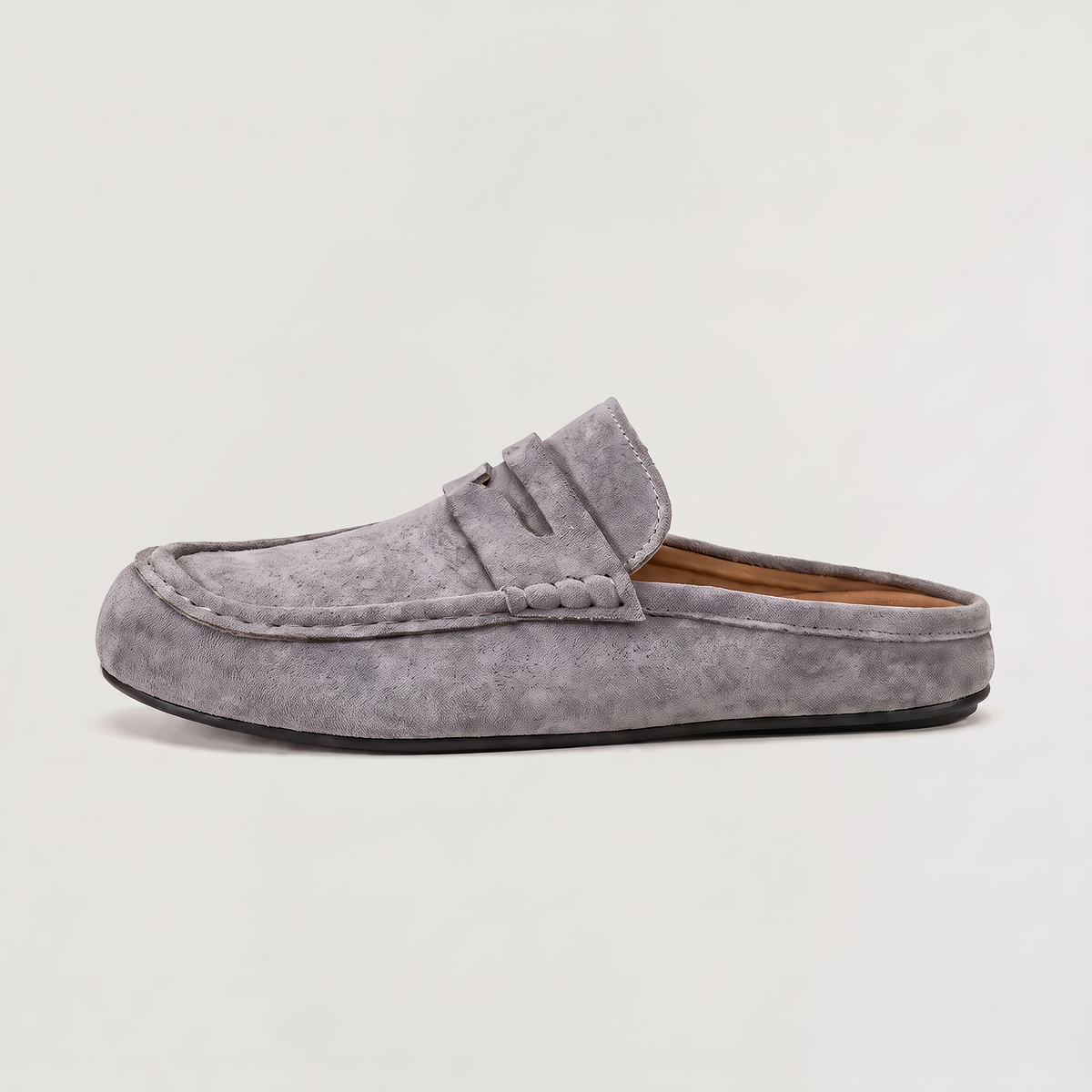 men's backless mule loafer in suede-look finish