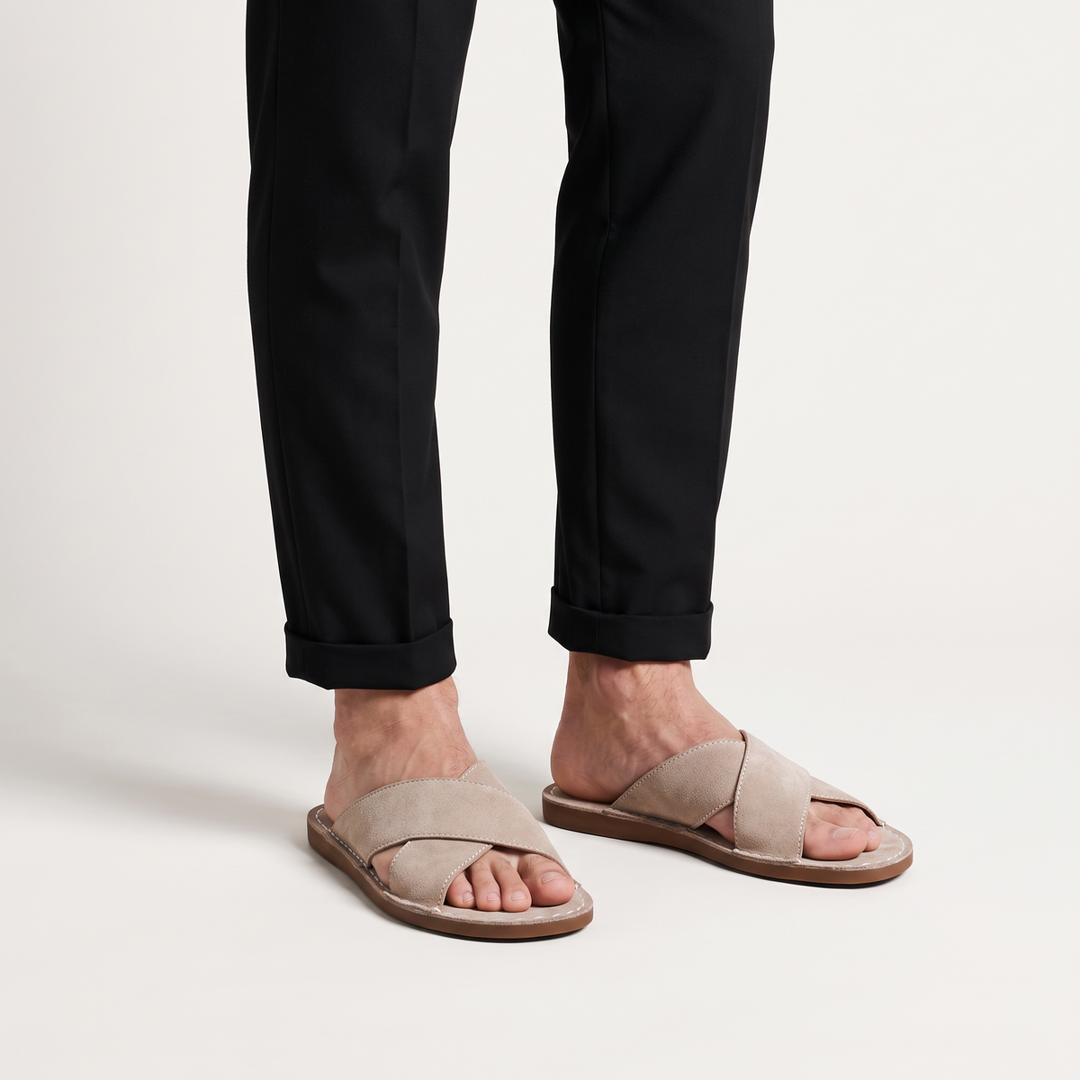 men's flat slip-on sandal with open toe