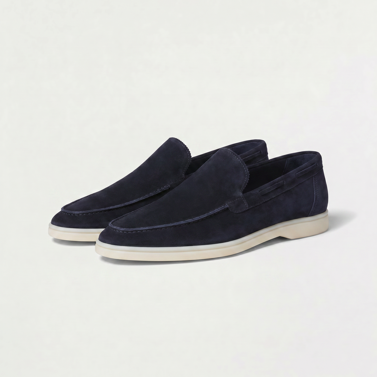 men's unlined suede loafer with hand-stitched detail