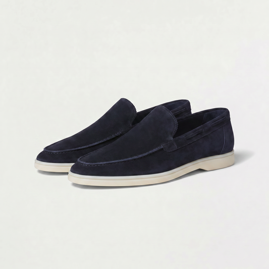 men's unlined suede loafer with hand-stitched detail