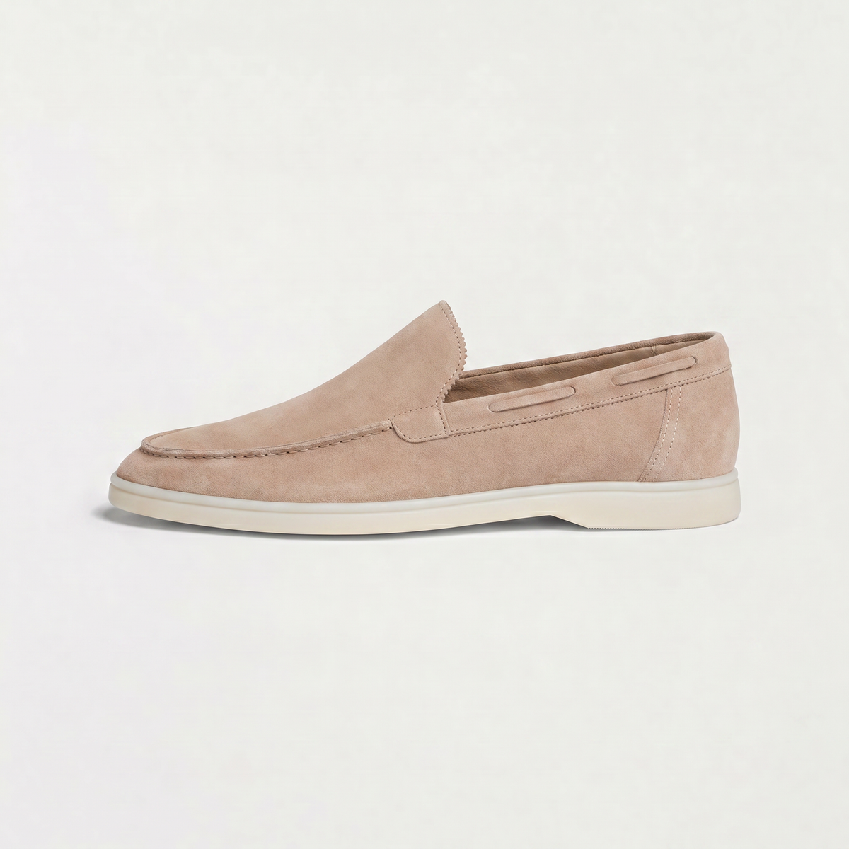 men's unlined suede loafer with hand-stitched detail