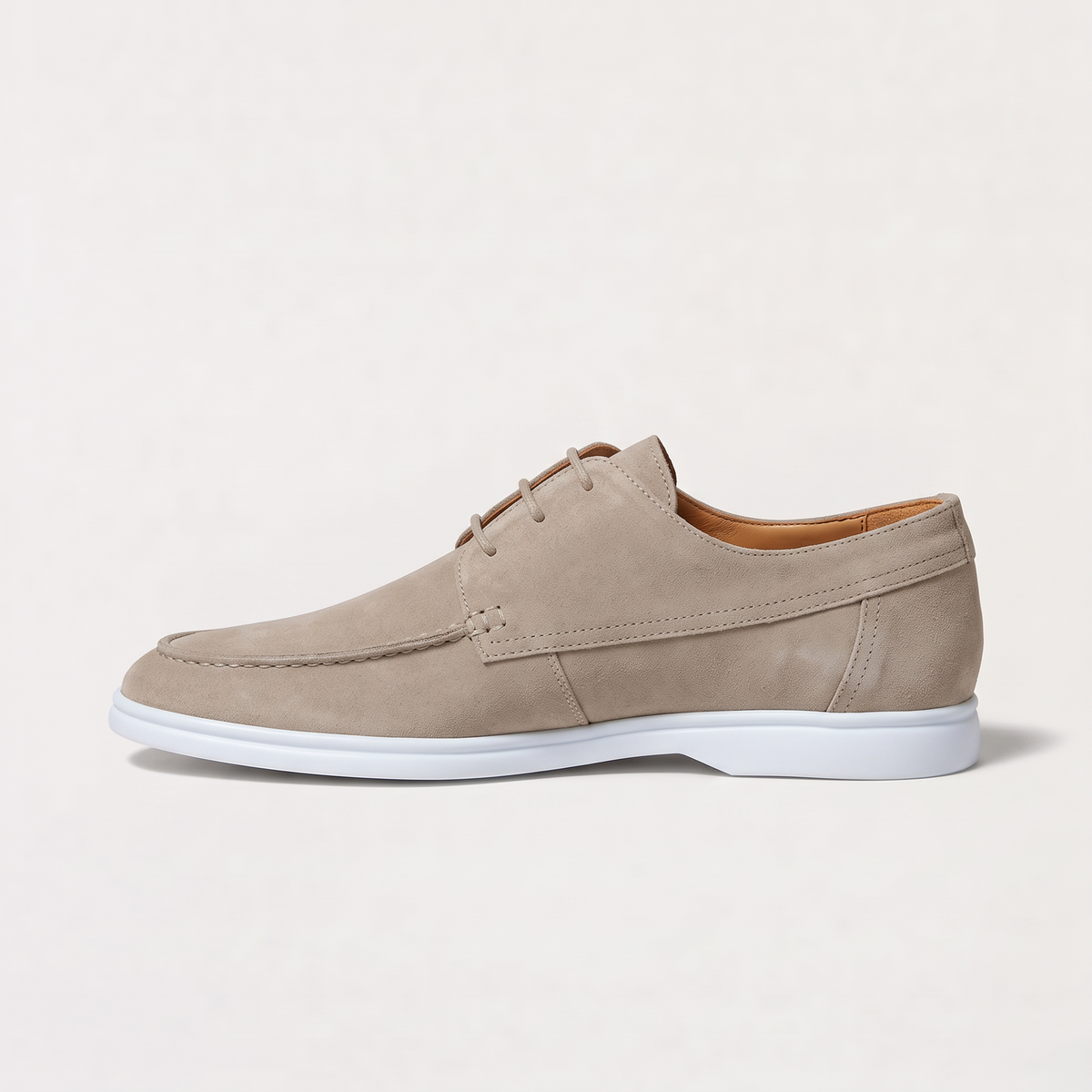 men's suede lace-up loafer with apron toe